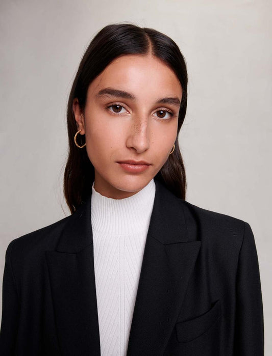 Black   Pleated Tweed Jacket Dress