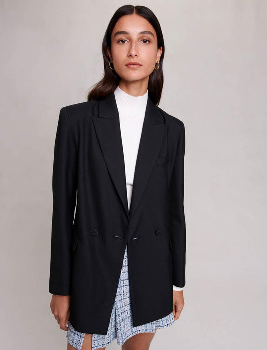 Black   Pleated Tweed Jacket Dress