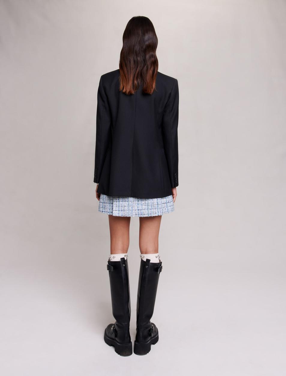 Black   Pleated Tweed Jacket Dress