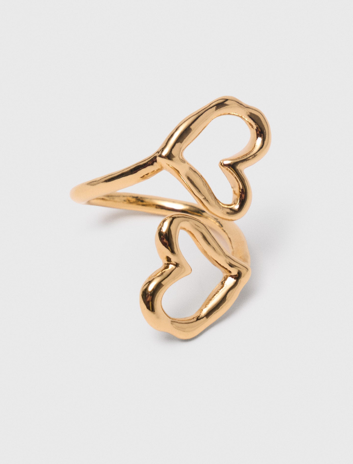 Double gold-plated heart ring