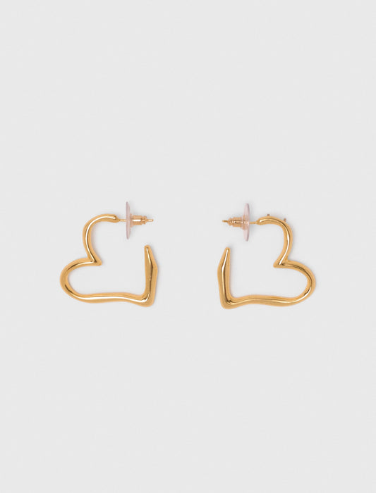 Gold-plated heart hoop earrings