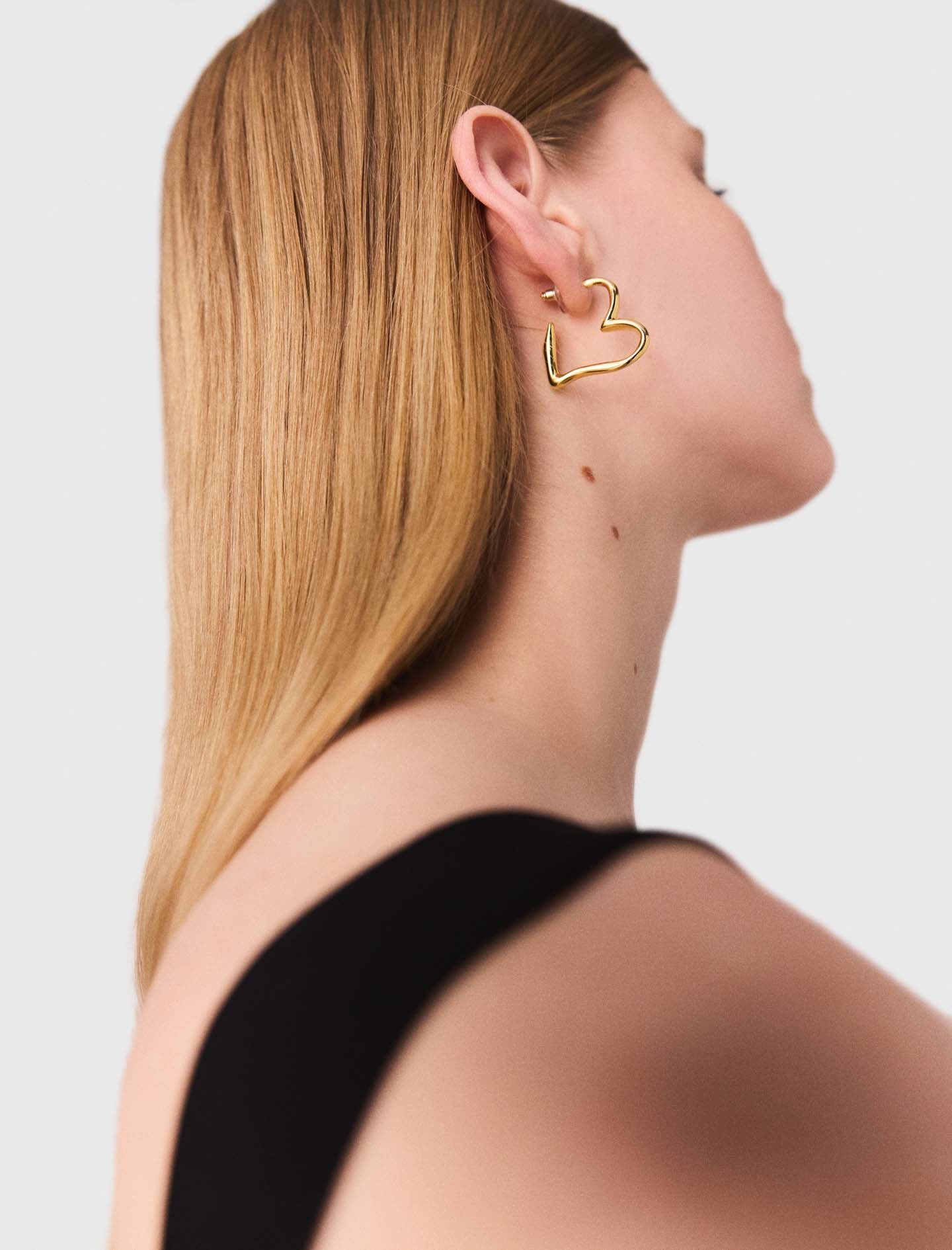 Gold-plated heart hoop earrings