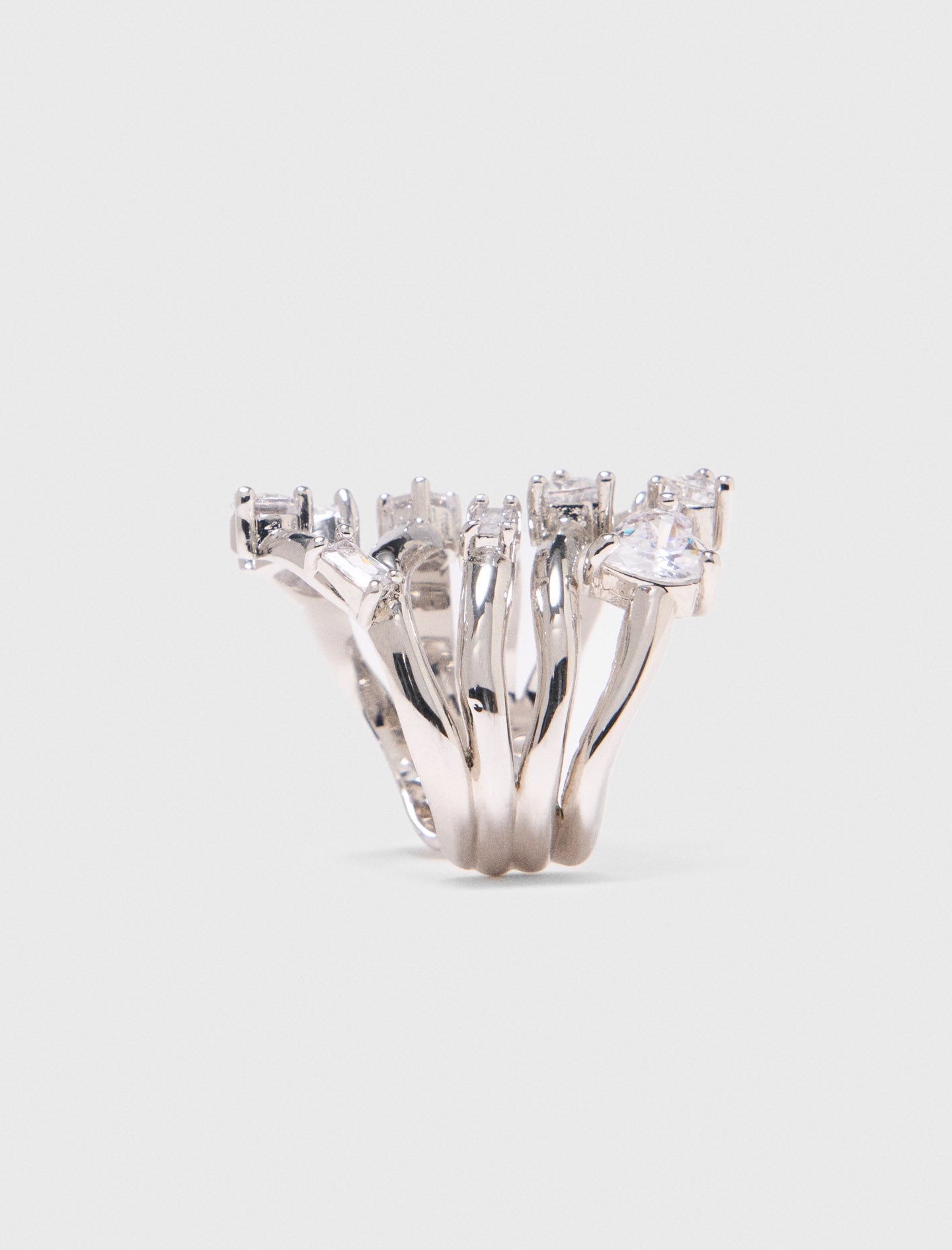 Rhinestone multi-row ring Crystal