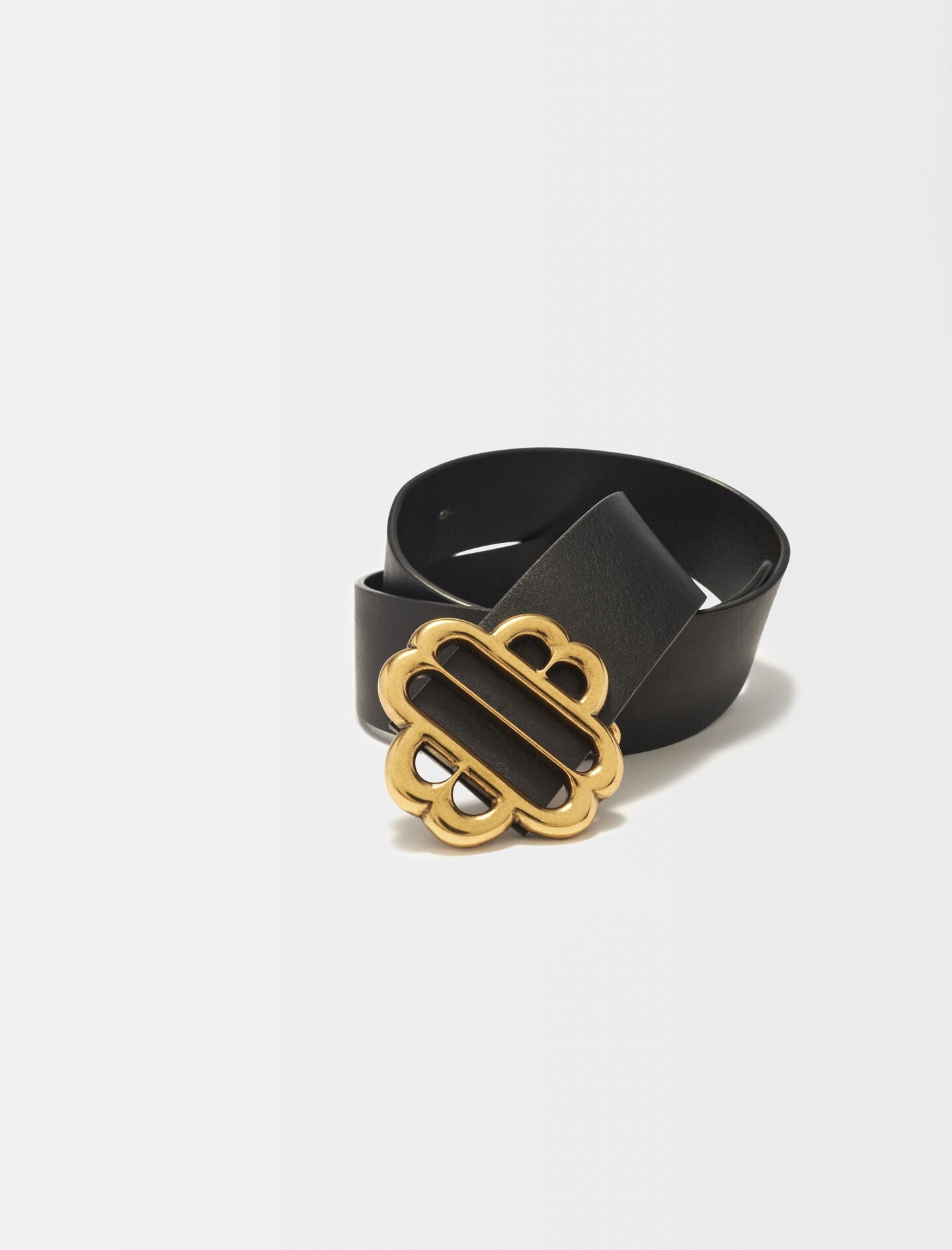 Black  -leatherbeltwithcloverlogo