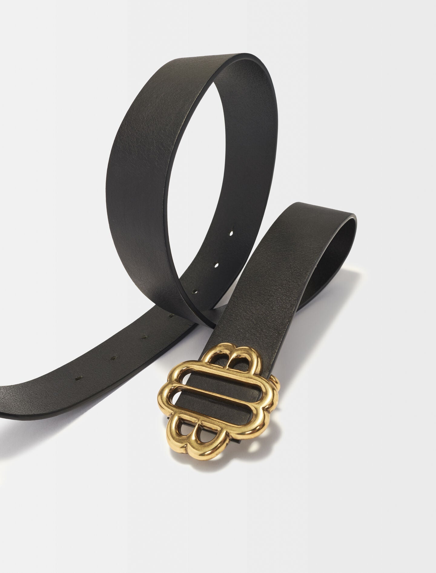 Black  -leatherbeltwithcloverlogo
