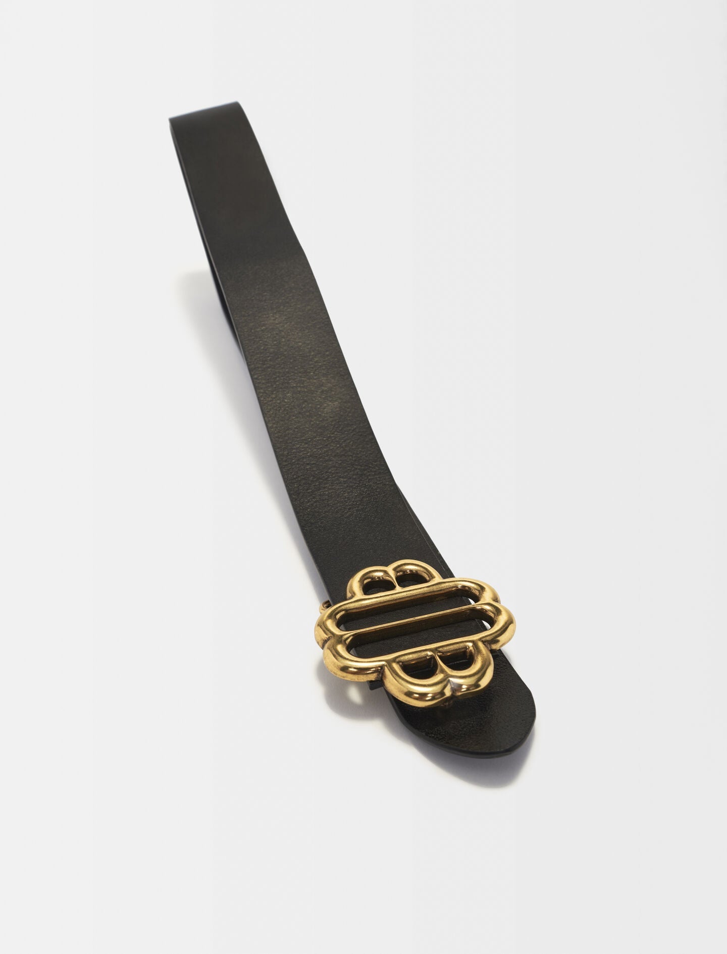 Black  -leatherbeltwithcloverlogo