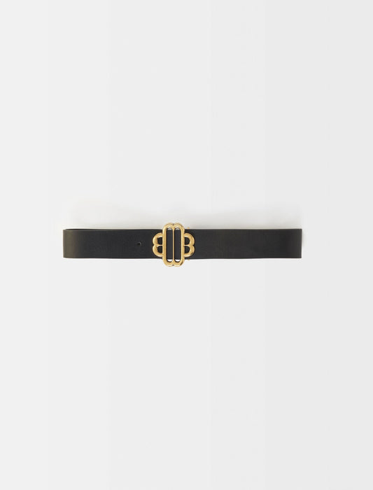 Black featured-leatherbeltwithcloverlogo