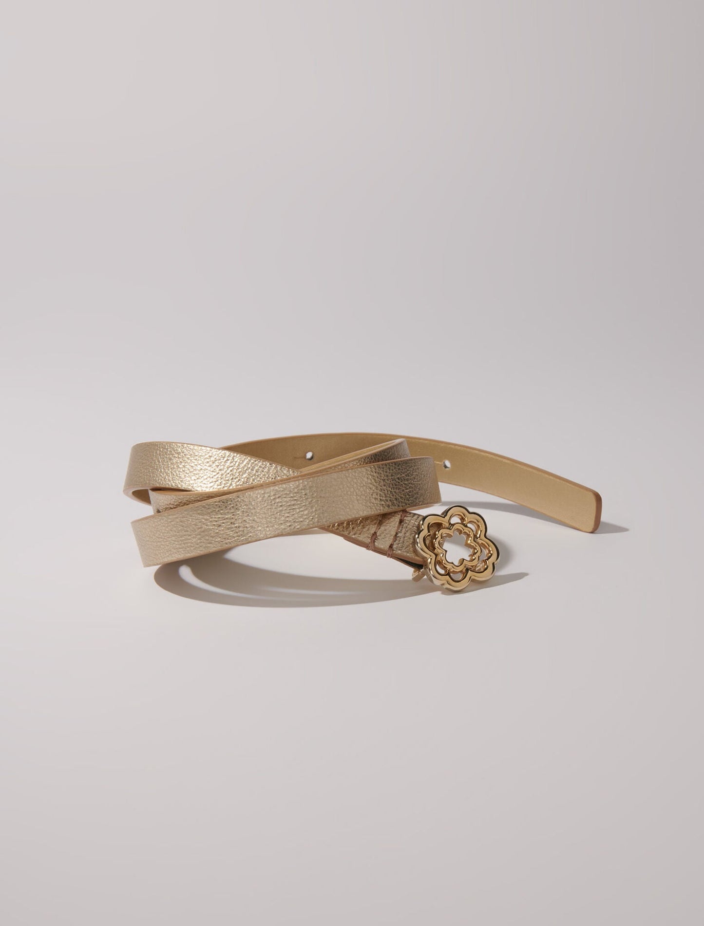 Light Gold  -Slim belt with Clover buckle