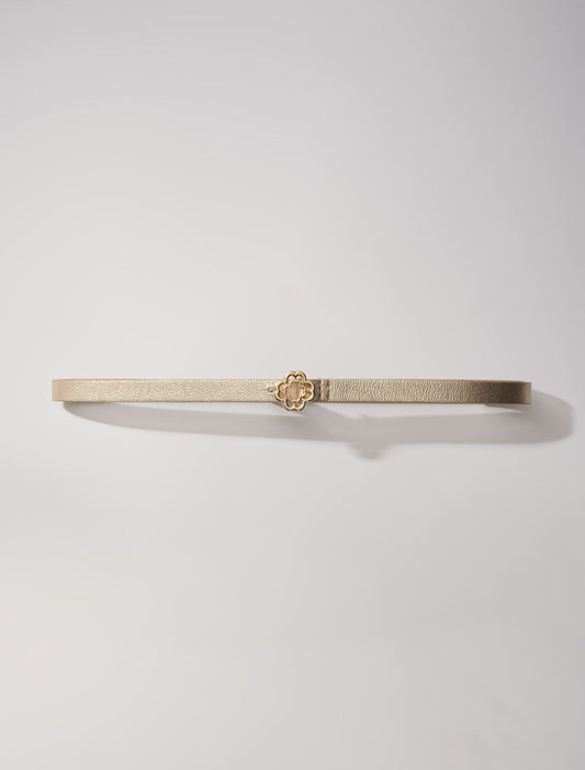 Light Gold featured-Slim belt with Clover buckle