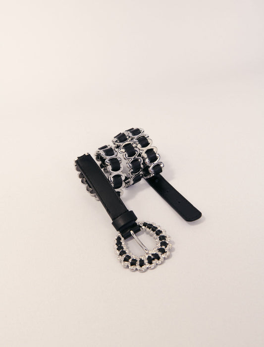 Black-Mixed Jewellery Buckle Chain Belt