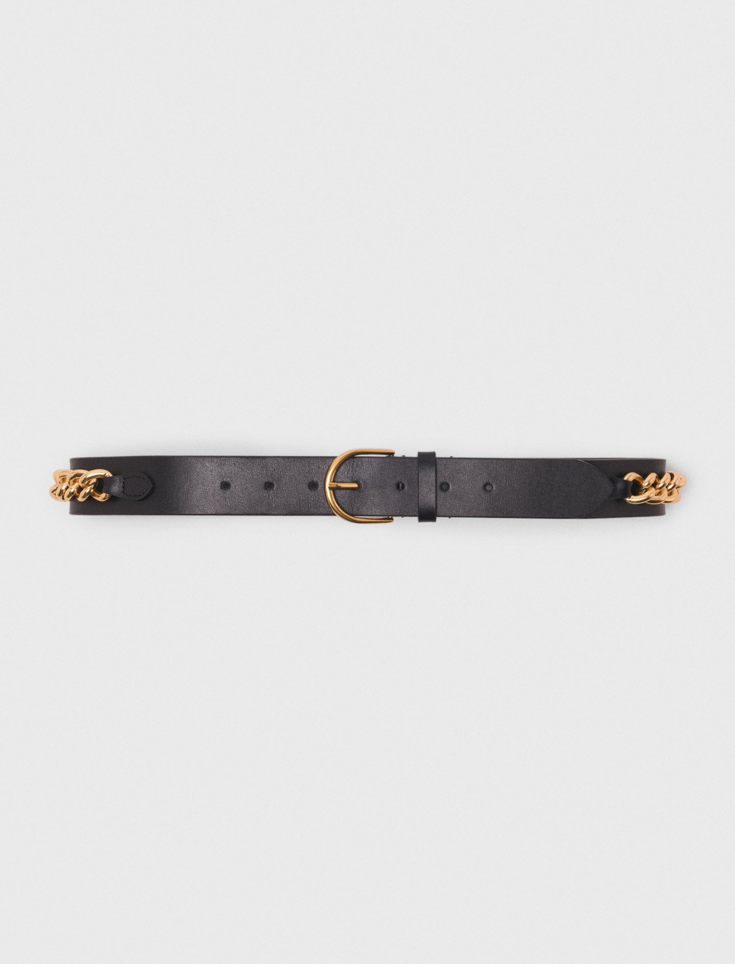 Leather belt with chain details