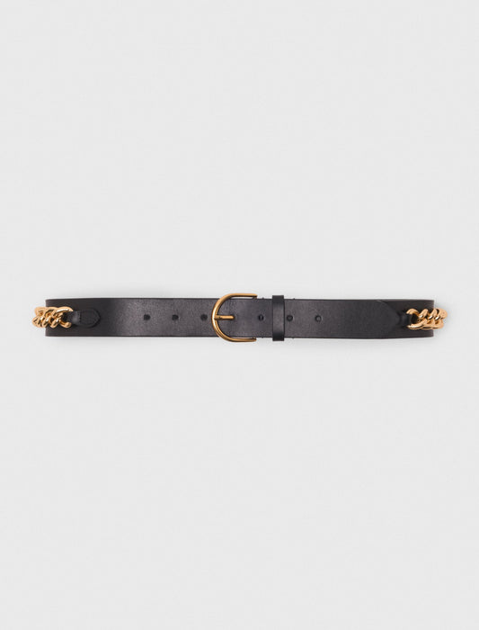 Leather belt with chain details