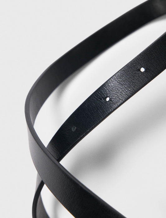 mface00455 slim belt with diamante buckle black