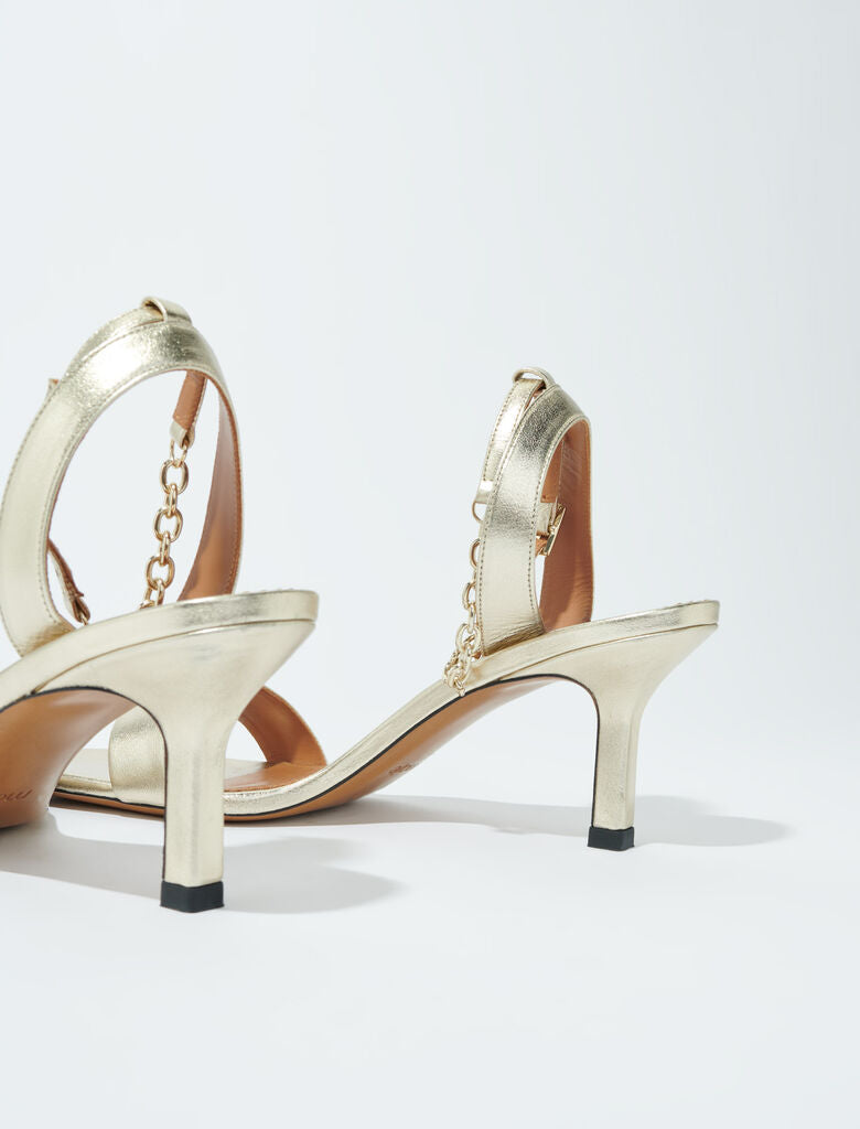 Light Gold-Gold metallic leather sandals