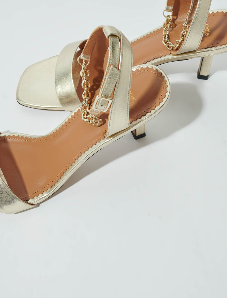 Light Gold-Gold metallic leather sandals