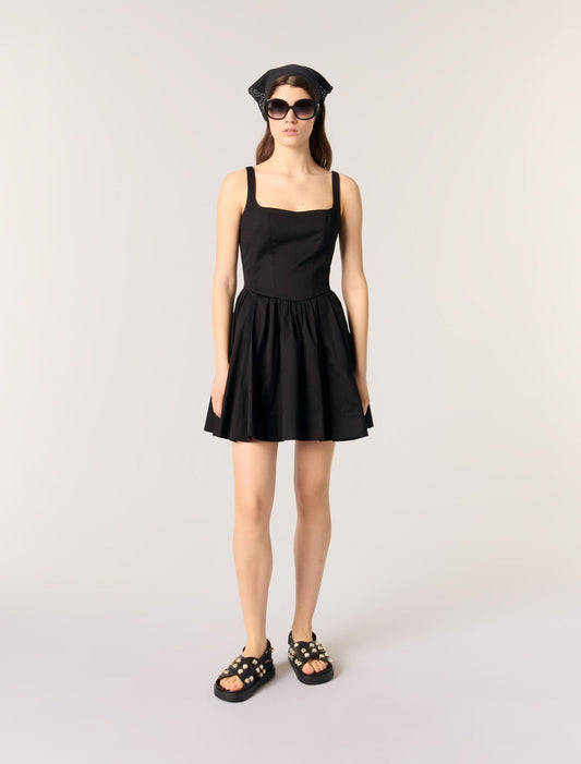 Black Flat leather and rhinestone sandals