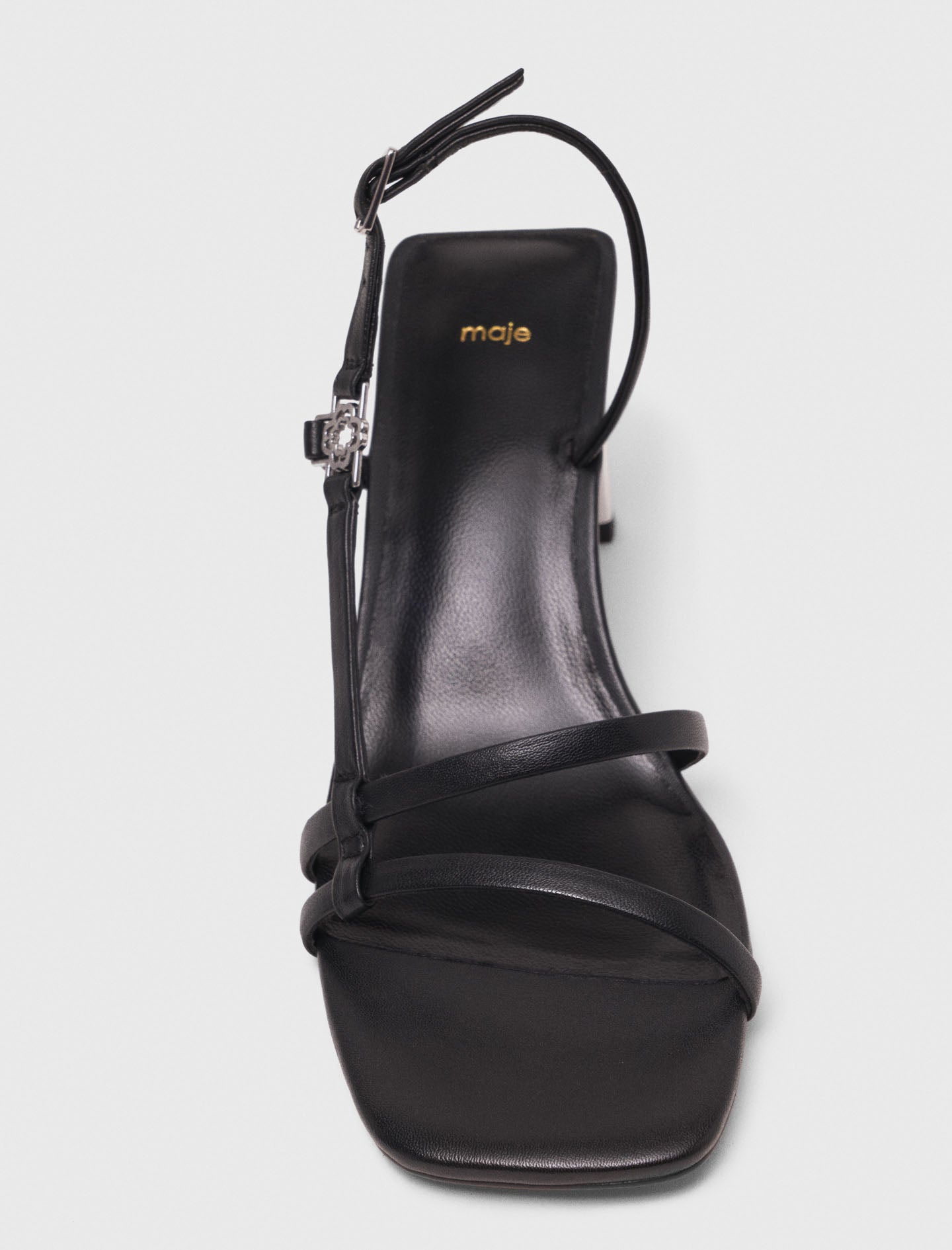 Strappy sandals with metallic heel