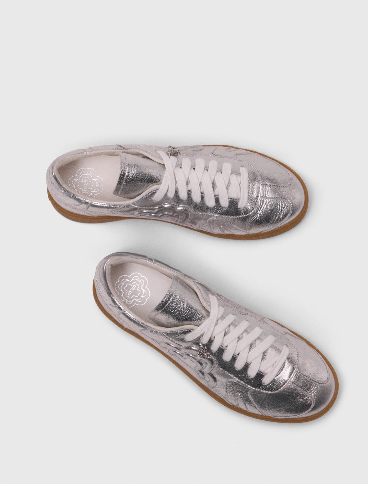 Metallic leather sneakers