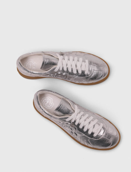 Metallic leather sneakers
