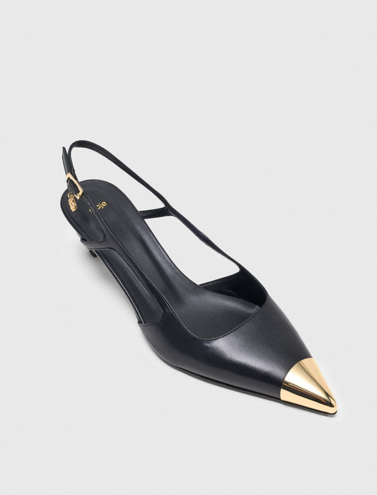 Smooth leather slingback pumps