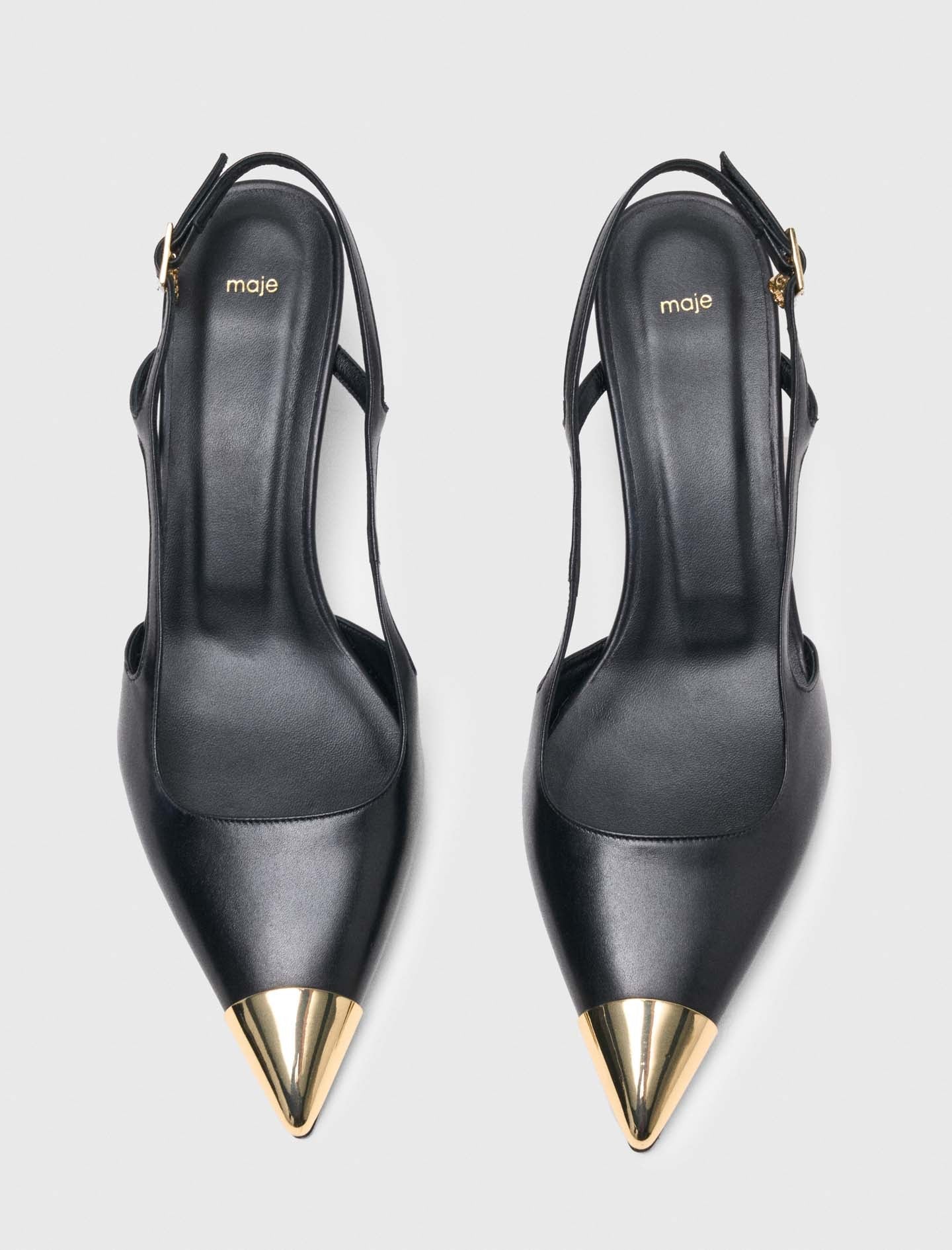 Smooth leather slingback pumps