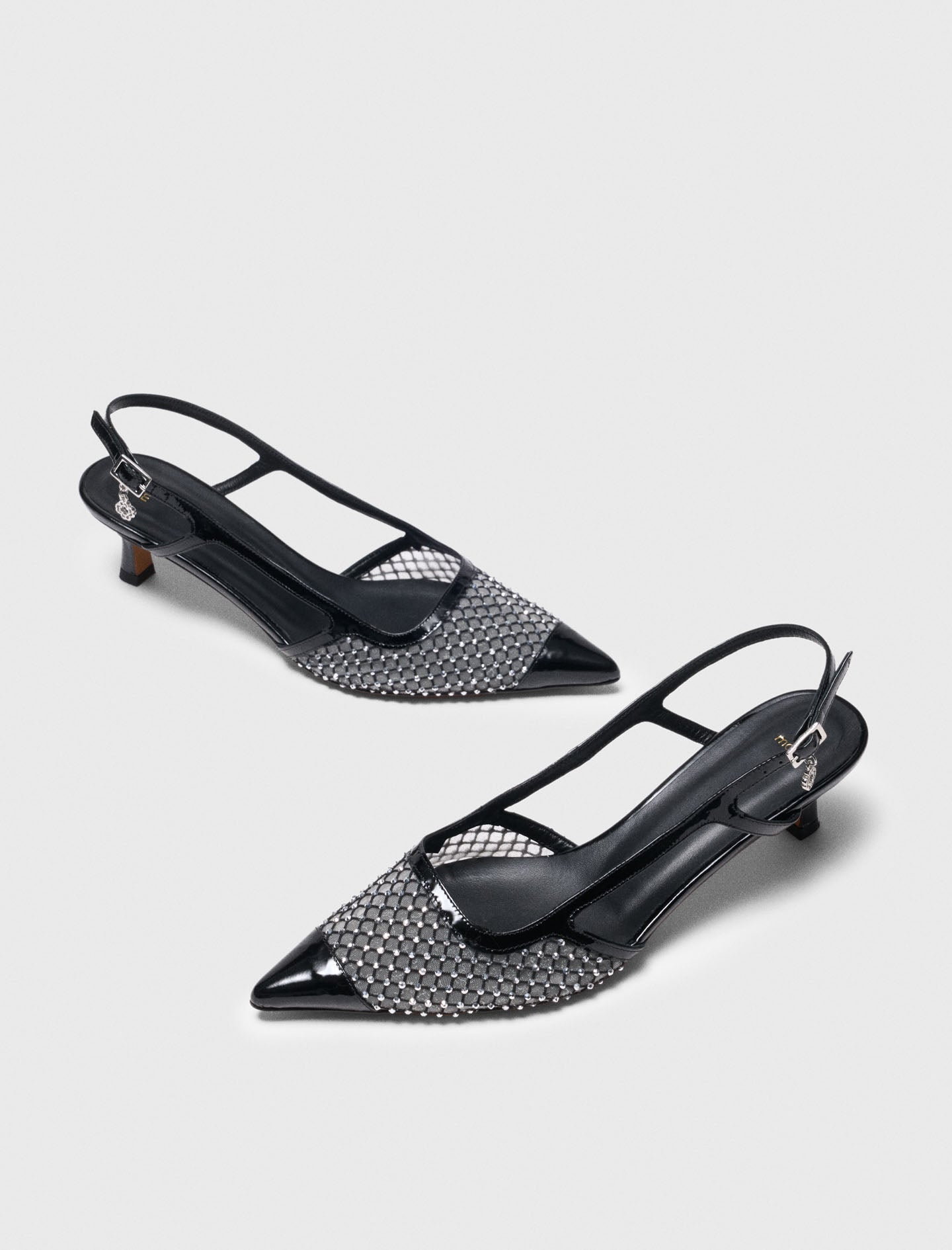 mfach00815 rhinestone mesh pumps black