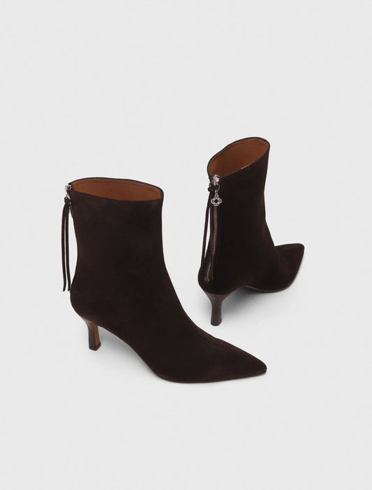 Zipped suede ankle boots