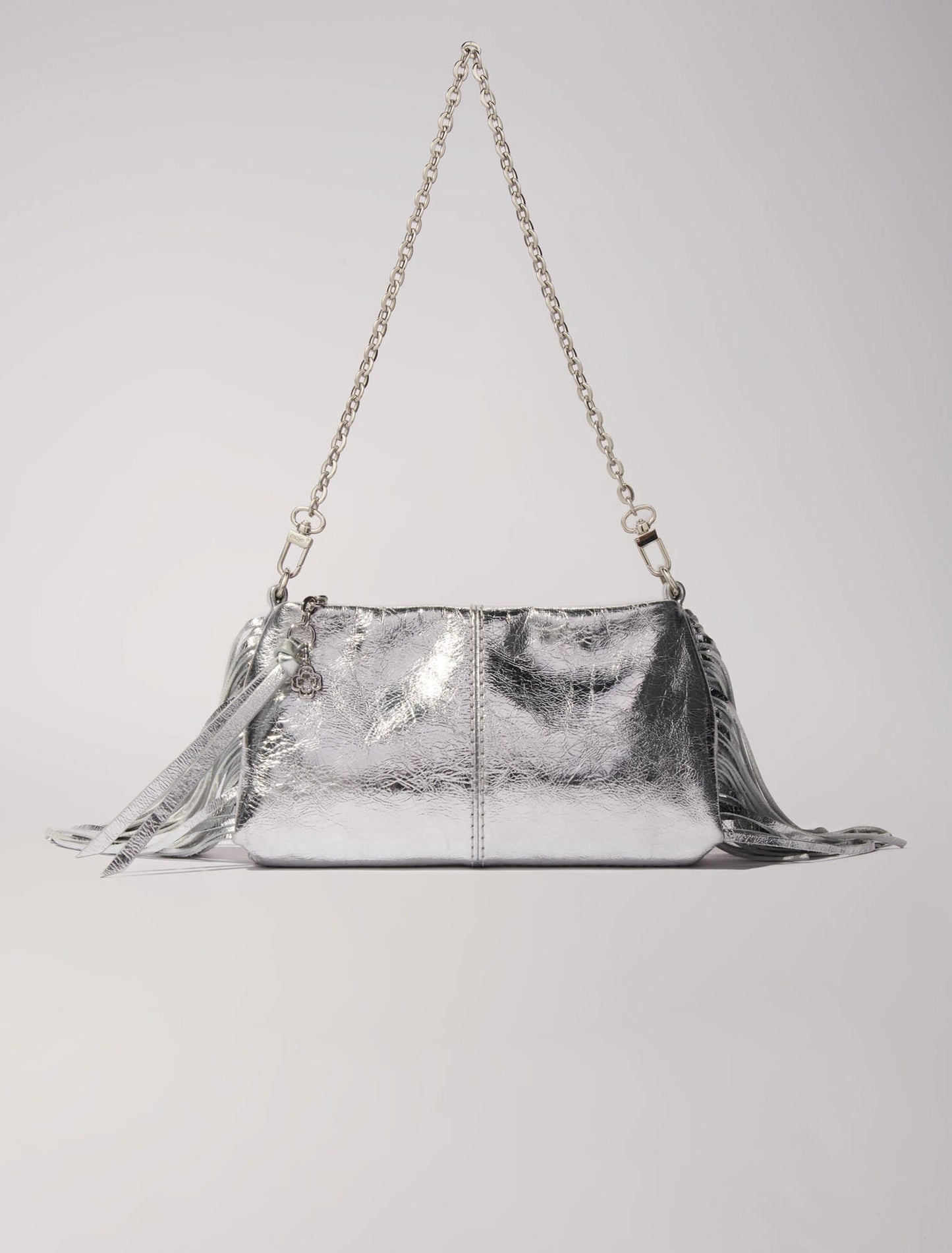 Silver  -Miss M leather clutch bag