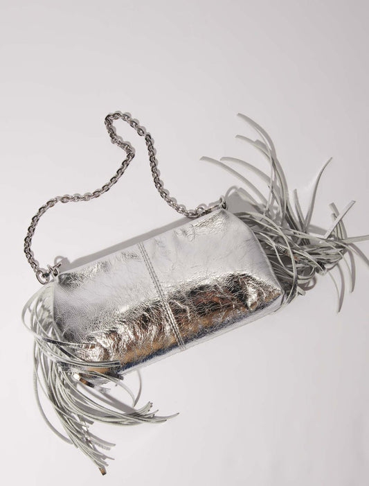 Silver  -Miss M leather clutch bag