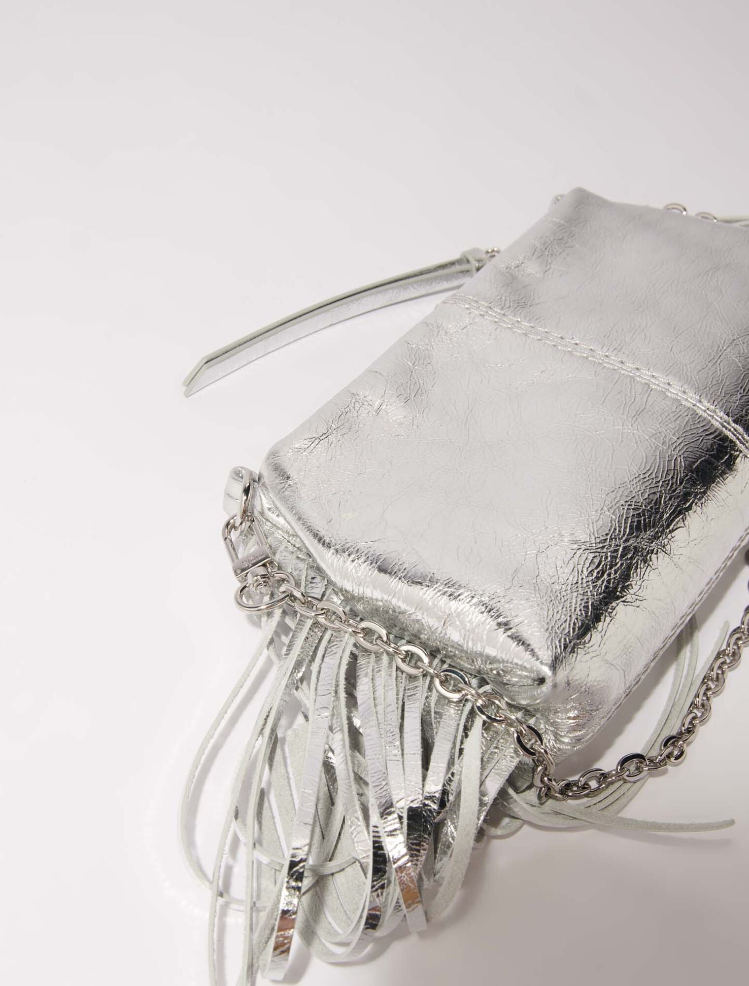 Silver  -Miss M leather clutch bag