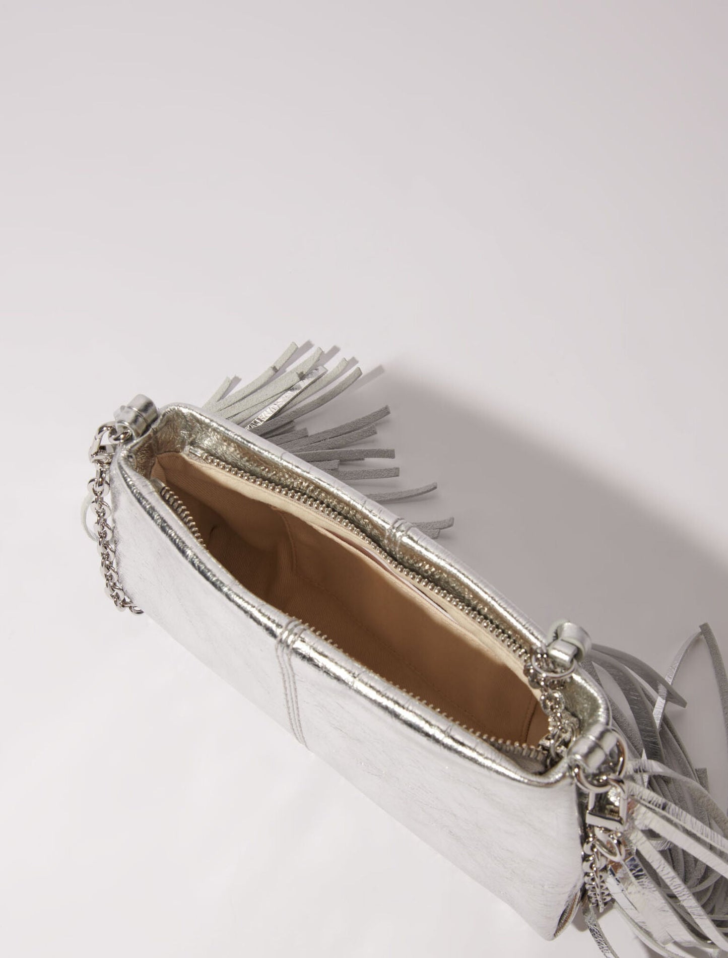 Silver  -Miss M leather clutch bag