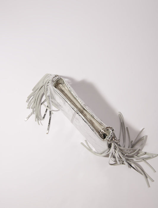 Silver  -Miss M leather clutch bag