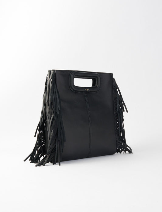 Black  -fringed leather m bag
