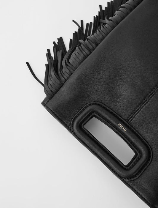 Black  -fringed leather m bag