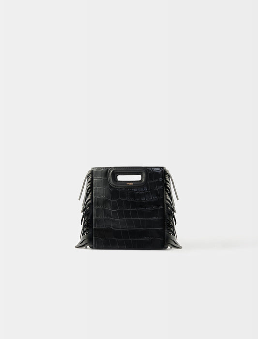 Black featured-mini embossed-leather m bag with chain