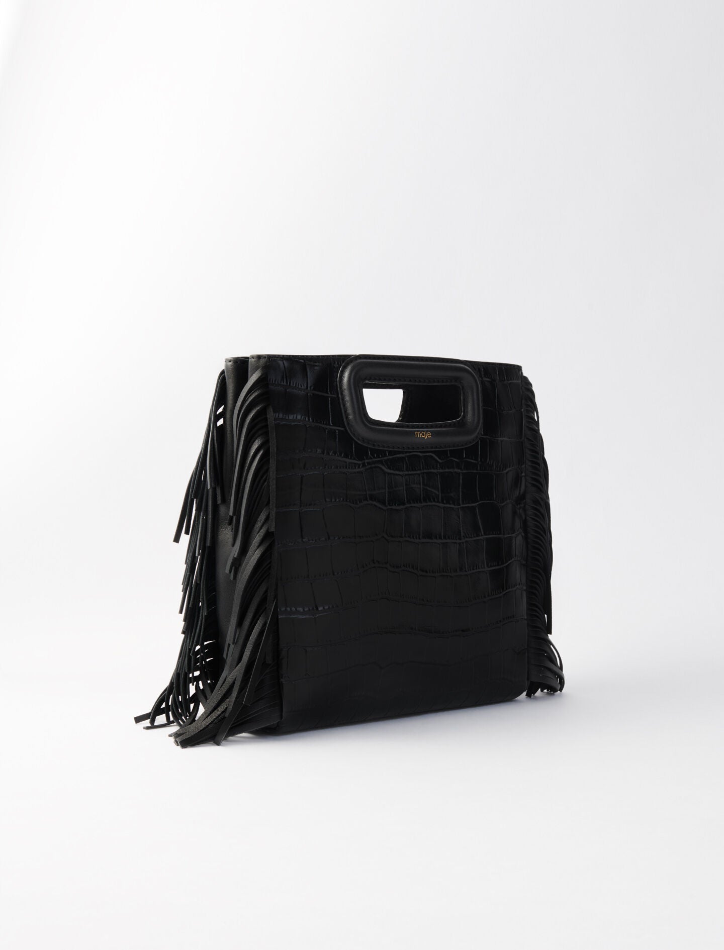 Black  -fringed leather m bag