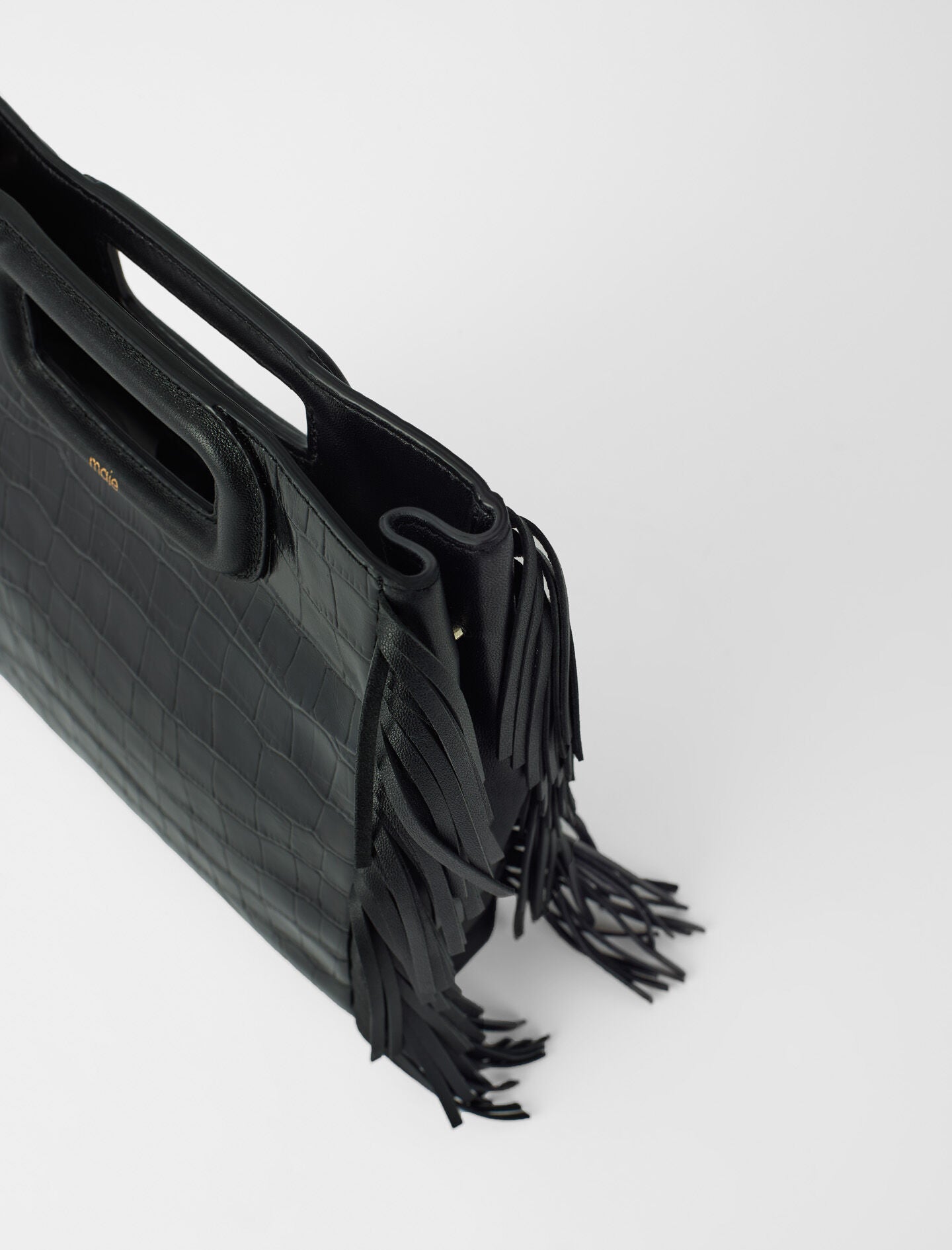 Black  -fringed leather m bag
