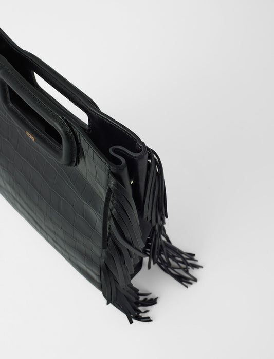 Black  -fringed leather m bag