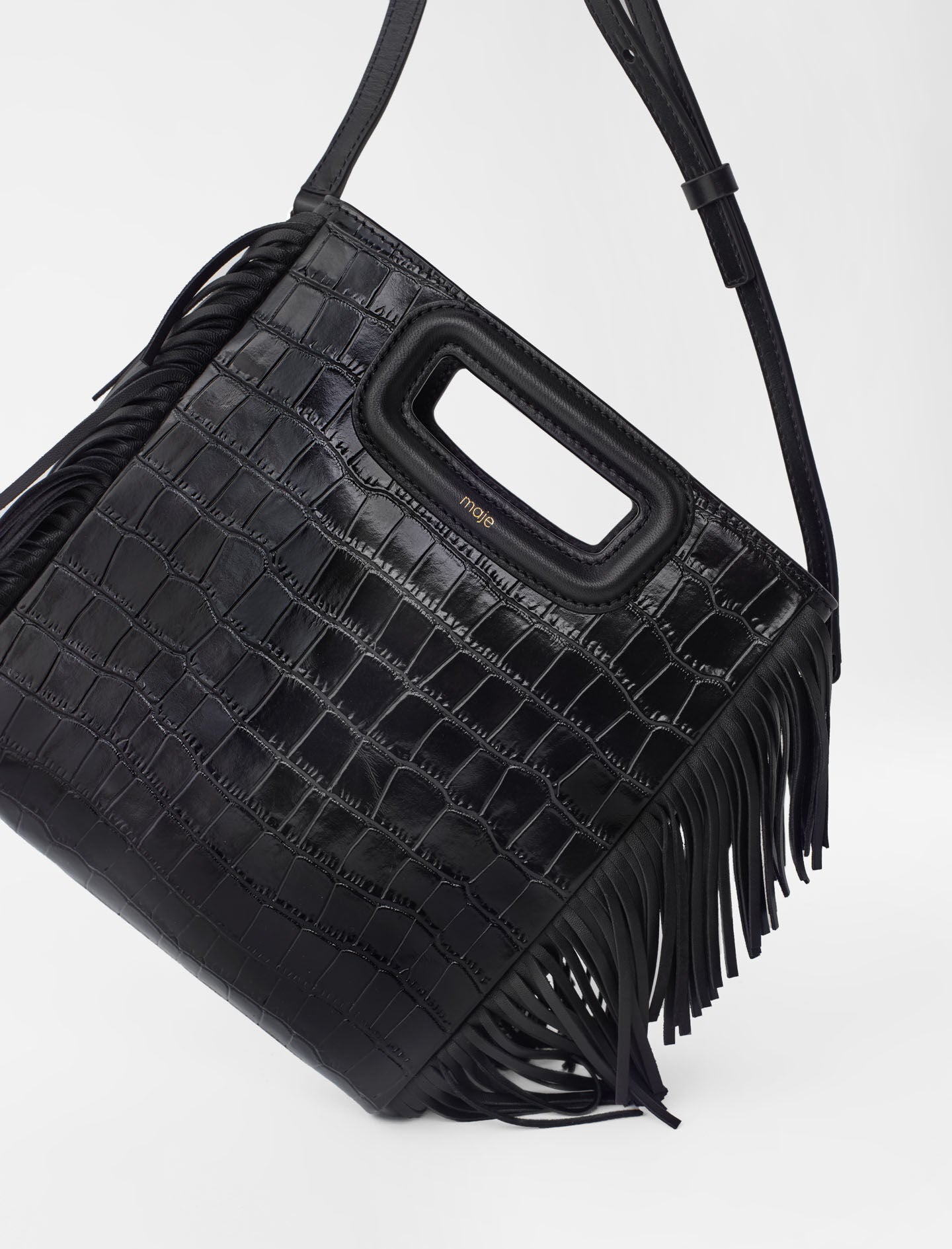 Black  -fringed leather m bag