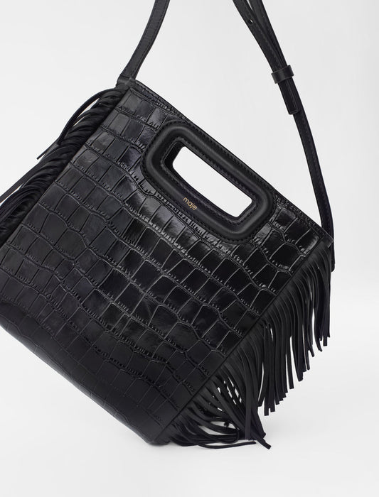 Black  -fringed leather m bag