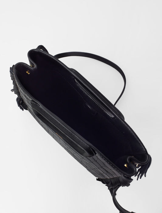 Black  -fringed leather m bag
