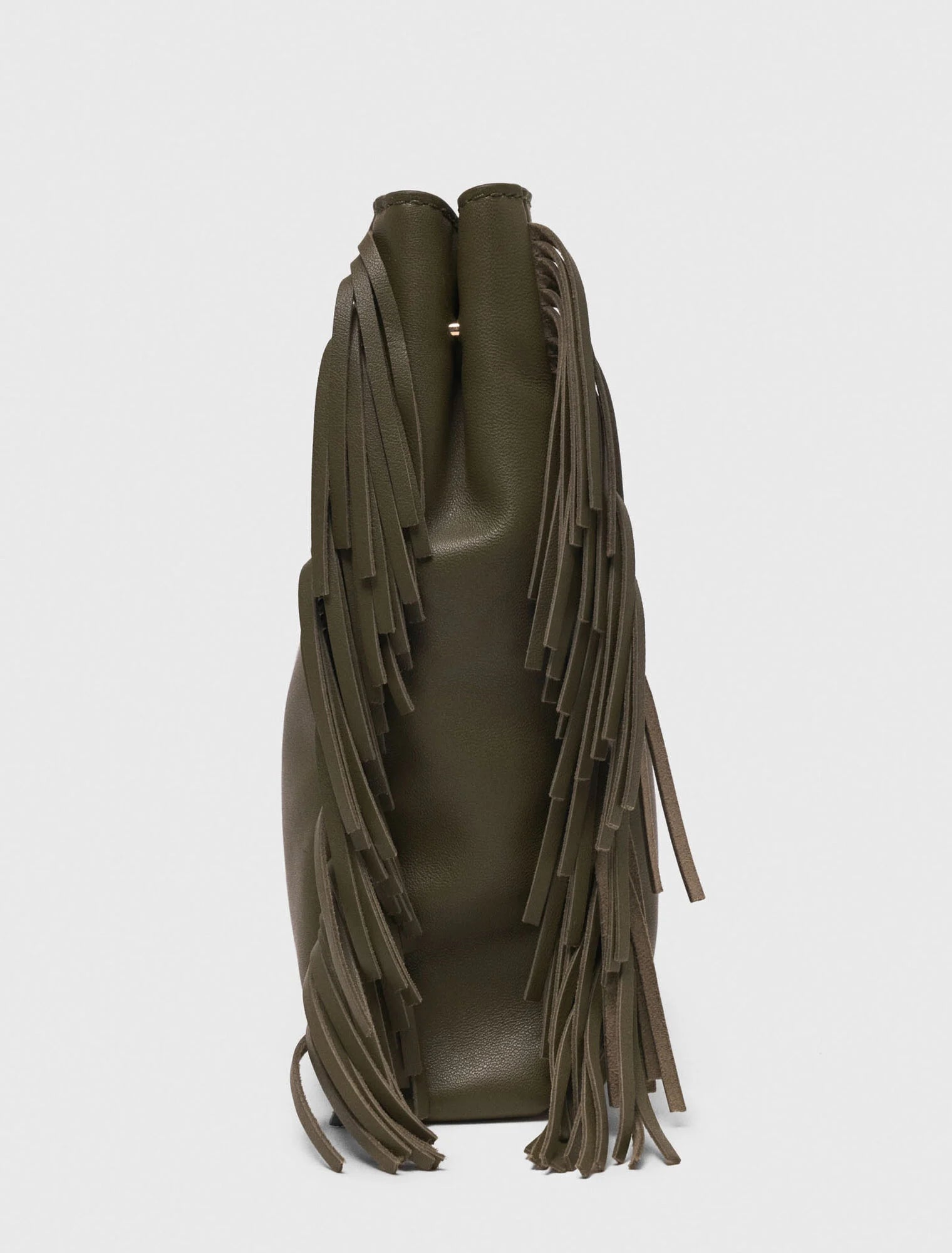 Smooth leather M bag with fringing Khaki