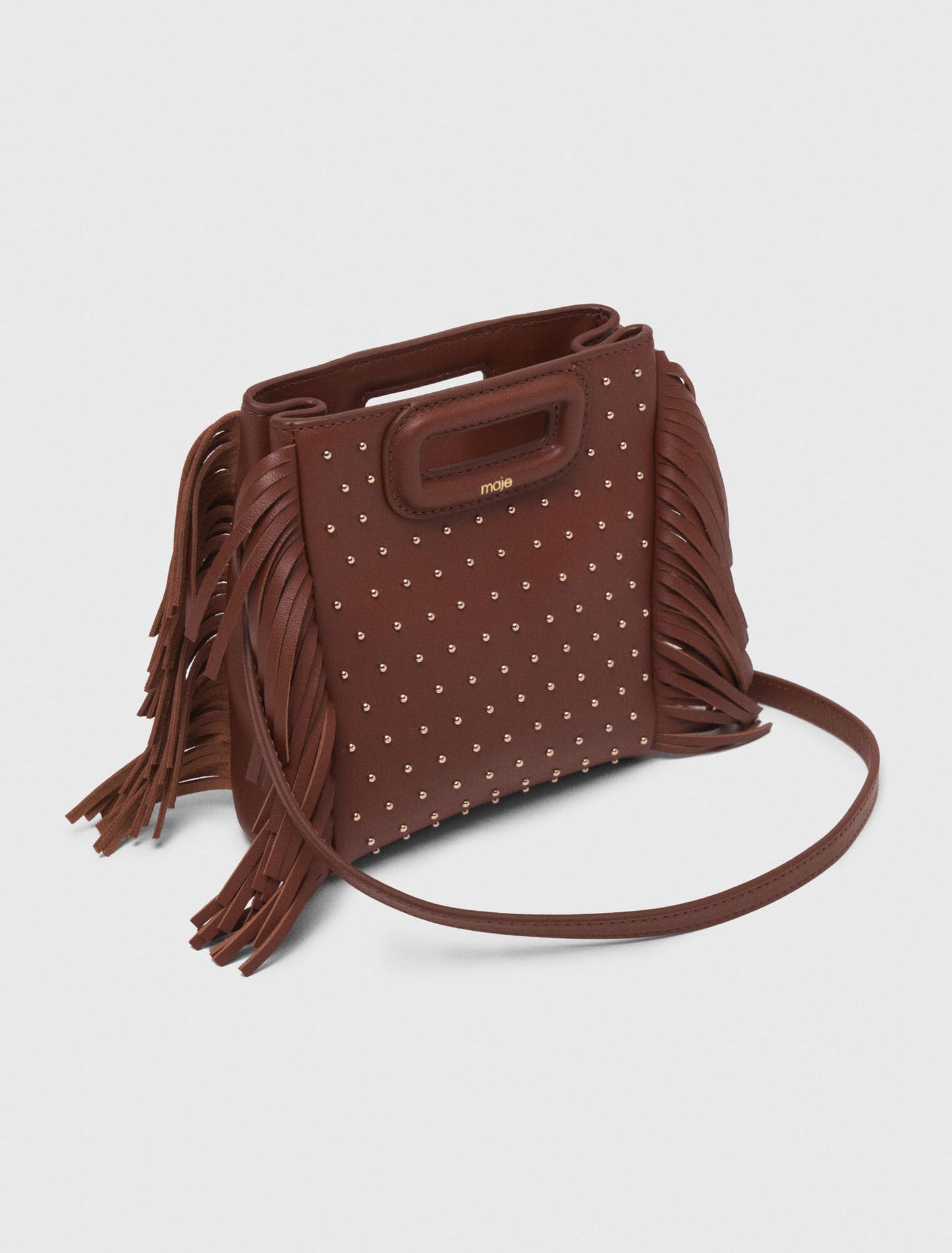 Brown  M mini leather and studs bag