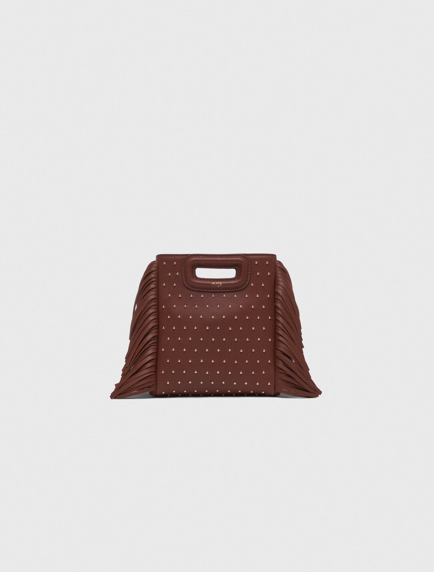 Brown  featured M mini leather and studs bag