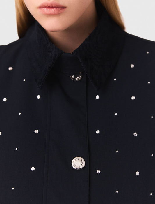 Cropped velvet collar jacket