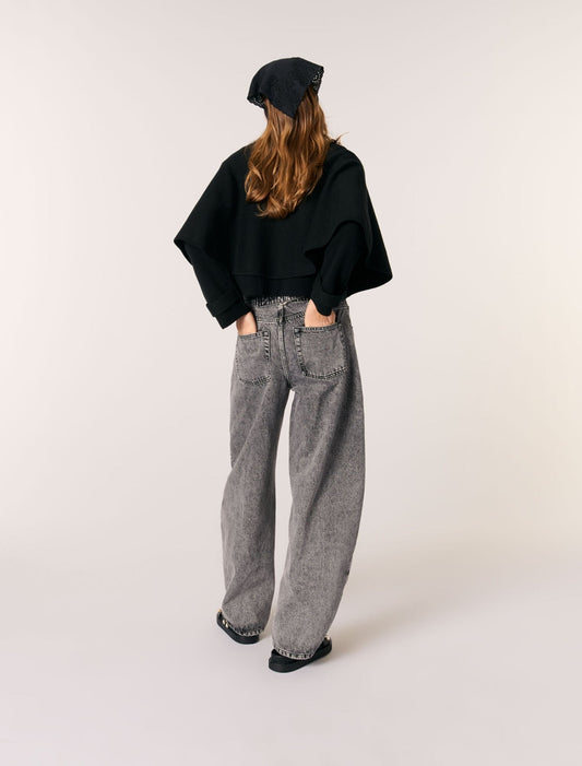 Black-Cape-effect cardigan