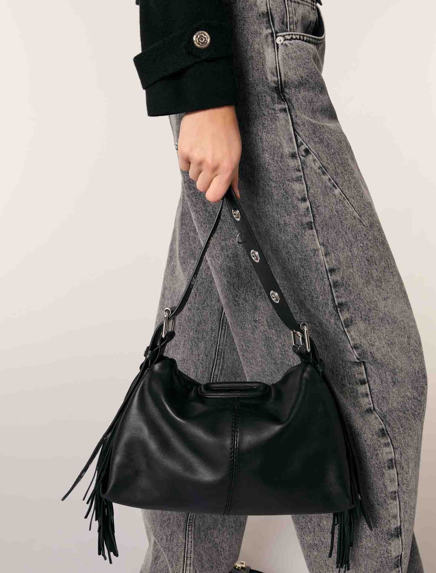 Black-Cape-effect cardigan