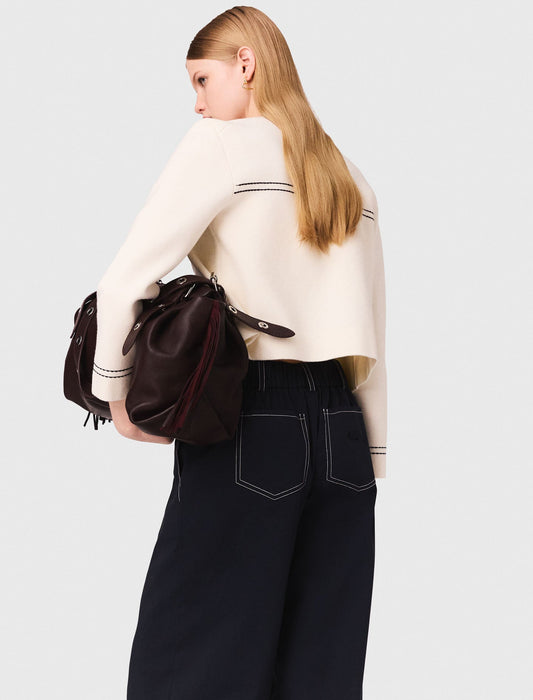 Topstitched cropped cardigan