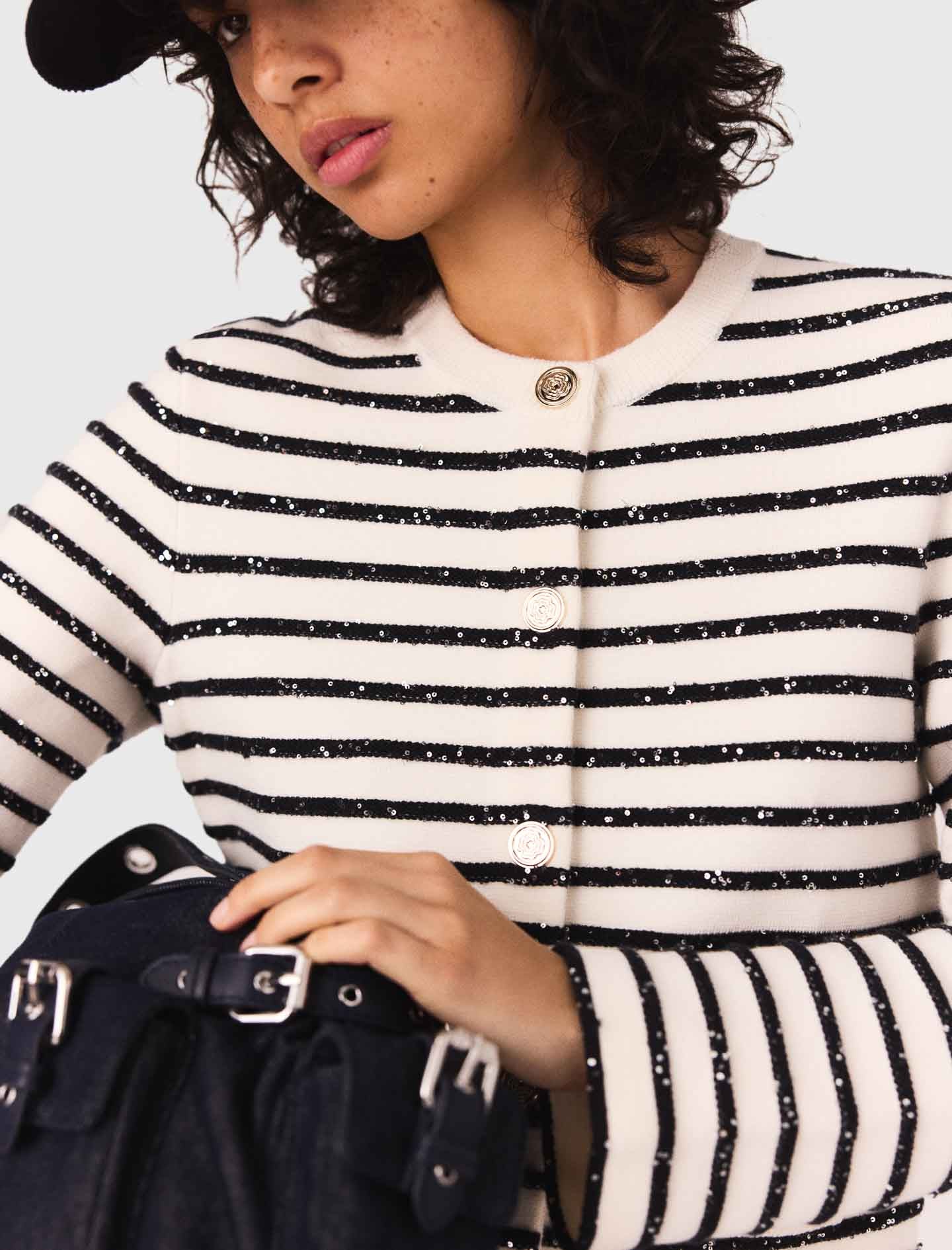 Wool cardigan with snaps