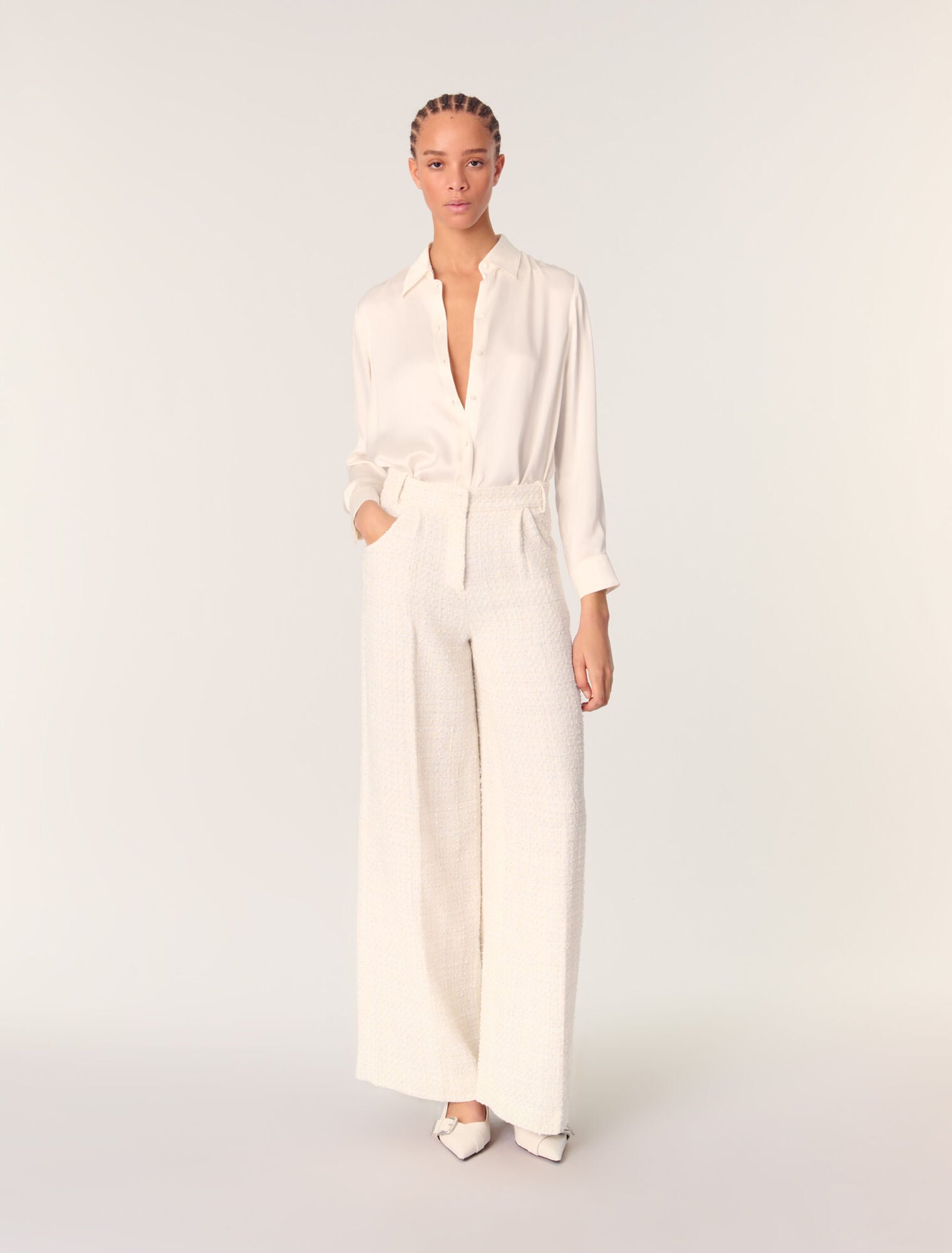 Silk satin shirt White